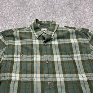 Duluth Trading Co Shirt Mens Large Green Plaid Flannel Button Front Long Sleeve